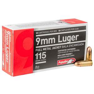 Aguila 9mm Luger 115gr FMJ Handgun Ammo - 50 Rounds