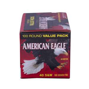 Federal American Eagle 40 S&W 180gr FMJ Handgun Ammo - 100 Rounds