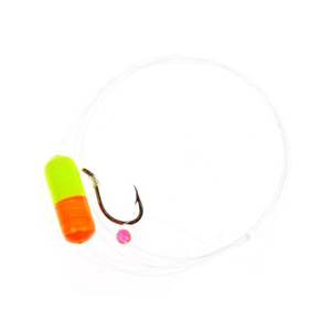 Lindy Floating Crawler/Leech Snell Hook Rig - Fluorescent Orange/Fluorescent Yellow, Sz 2 Hook, 36in