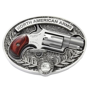 North American Arms Mini w/Oval Enclosed Belt Buckle 22 Long Rifle 1in Stainless Revolver - 5 Rounds