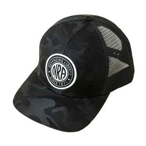 NRA Circle Patch Trucker Hat - Black Camo - One Size Fits Most