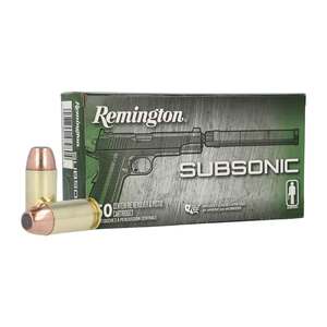 Remington Subsonic 45 Auto (ACP) 230gr Flat Nose Enclosed Base Centerfire Handgun Ammo - 50 Rounds