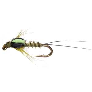 RoundRocks Cracked BWO Nymph Fly - Green, Size 18, 6 Pack