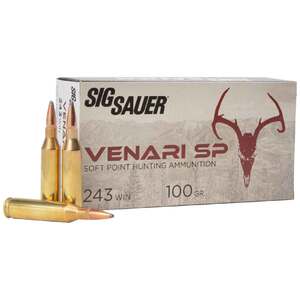 Sig Sauer Venari SP 243 Winchester 100gr Soft Point Rifle Ammo - 20 Rounds