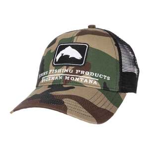 Simms Men's Trout Icon Trucker Hat - Woodland Camo - One Size Fits Most