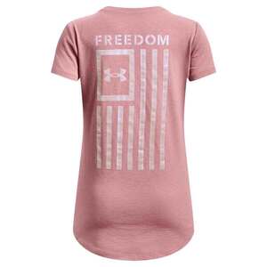 Under Armour Girls' Freedom Flag Foil Short Sleeve Casual Shirt - Pink Elixir - XL