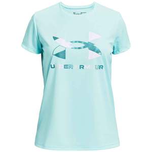 Under Armour Girls' Tech Graphic Big Logo Short Sleeve Shirt - Breeze - XL