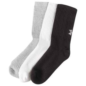 Under Armour Youth Training Crew 6 Pack Casual Socks - White/Gray/Black - M