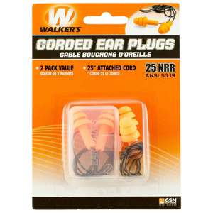 Walker's Corded Ear Plugs - 2 Pack