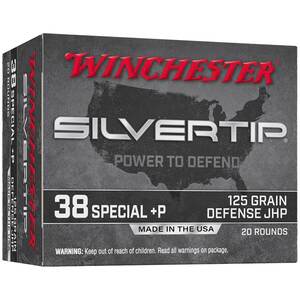 Winchester Silvertip 38 Special 125gr JHP Centerfire Handgun Ammo - 20 Rounds