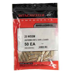 Winchester Unprimed 25 WSSM (Winchester Super Short Mag) Rifle Reloading Brass - 50 Count
