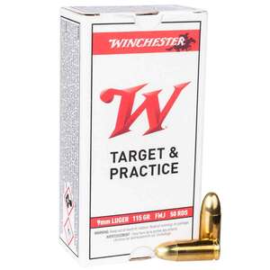 Winchester USA White Box 9mm Luger 115gr FMJ Handgun Ammo - 50 Rounds