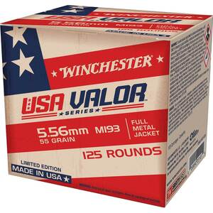 Winchester Valor 5.56mm NATO 55gr Full Metal Jacket Rifle Ammo - 125 Rounds